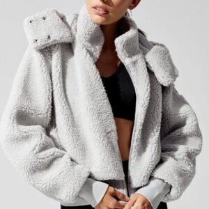 Alo Yoga Foxy Sherpa Jacket Dove Grey Small